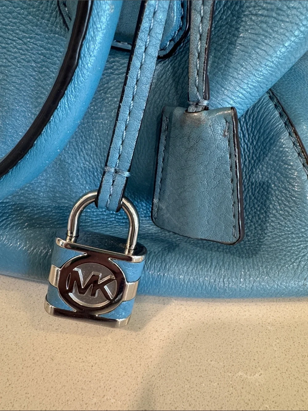 Michael Kors Blue Leather Purse with Removable Strap